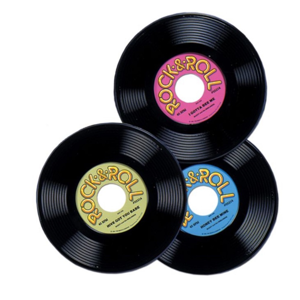 NIP Beistle 3 pk 9” Plastic Records 23mm vintage